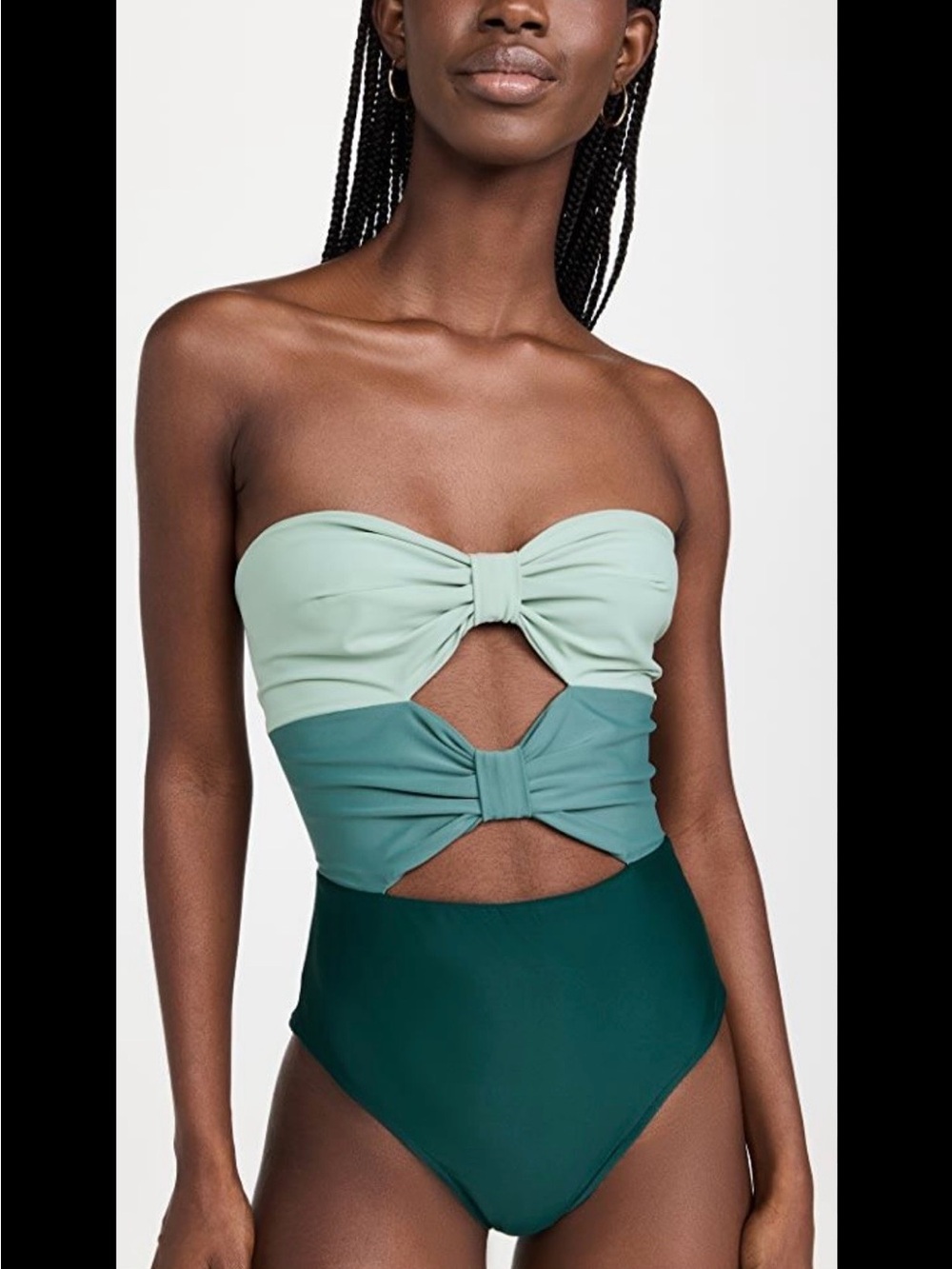 Fe Noel Green One-Piece Swimsuit with Teal Bow Accent